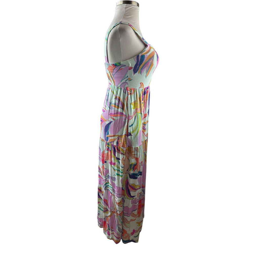 Soma Wknd Soft Jersey Trapeze Maxi Bra Dress Tiered in Fresh Tropical Medium - Picture 13 of 16